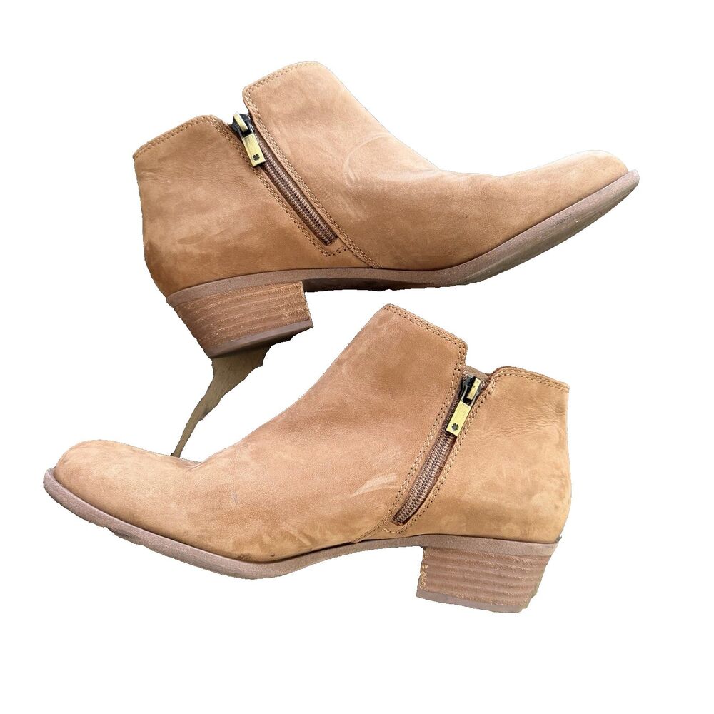 Lucky Brand Basel Ankle Boot Brindle Suede Size 9.5 Ortholite Tan Boho Western - Picture 6 of 9